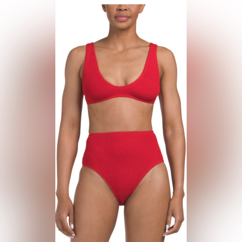 bond-eye Red Textured Bikini Set